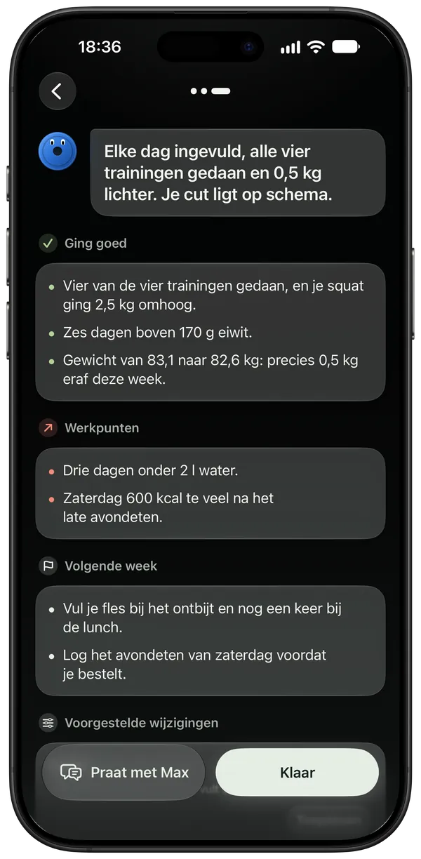 Een weekoverzicht: wat goed ging, waar je aan kunt werken, volgende week
