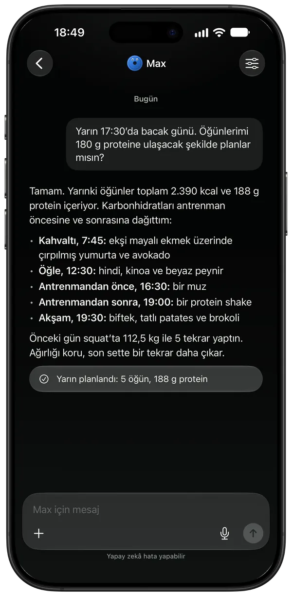 Koç, yarının öğünlerini bir bacak gününe göre planlıyor